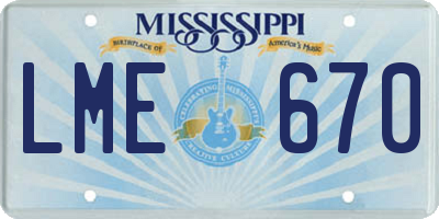 MS license plate LME670