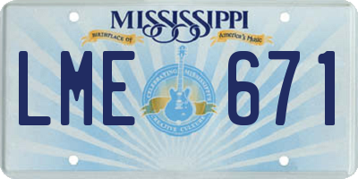 MS license plate LME671