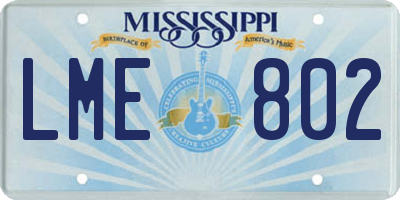 MS license plate LME802