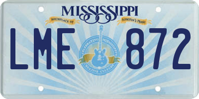 MS license plate LME872