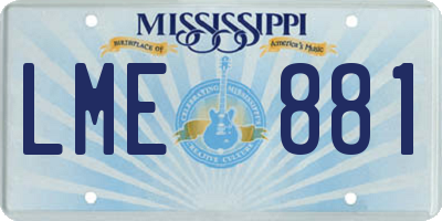 MS license plate LME881