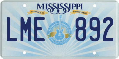 MS license plate LME892