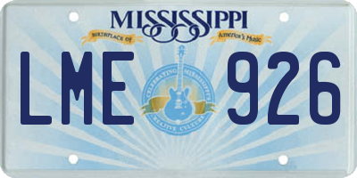 MS license plate LME926