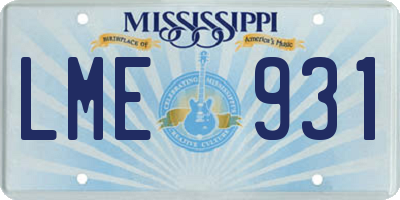 MS license plate LME931