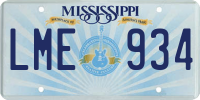 MS license plate LME934