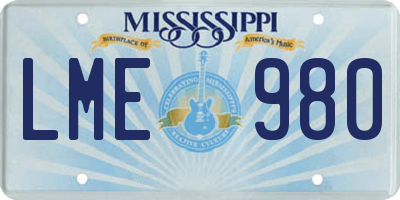 MS license plate LME980
