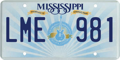 MS license plate LME981