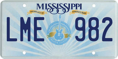 MS license plate LME982