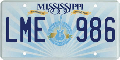 MS license plate LME986