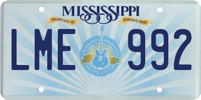 MS license plate LME992