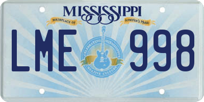 MS license plate LME998