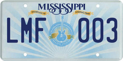 MS license plate LMF003