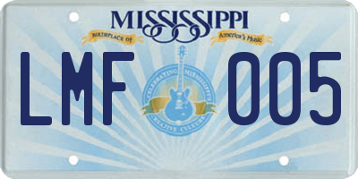 MS license plate LMF005
