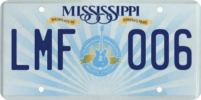 MS license plate LMF006