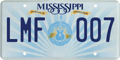 MS license plate LMF007