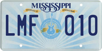 MS license plate LMF010