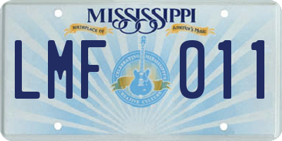 MS license plate LMF011