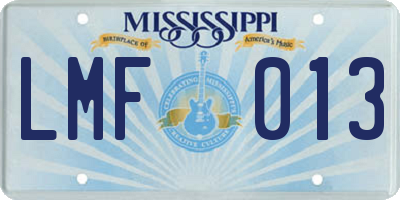 MS license plate LMF013
