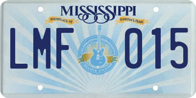 MS license plate LMF015
