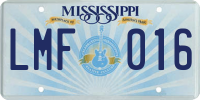 MS license plate LMF016