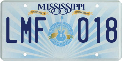 MS license plate LMF018