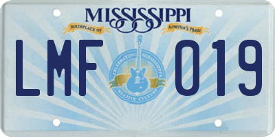 MS license plate LMF019