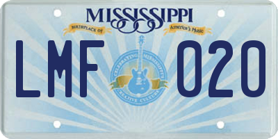 MS license plate LMF020