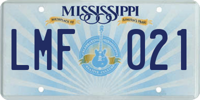 MS license plate LMF021
