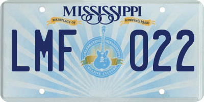 MS license plate LMF022
