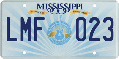 MS license plate LMF023