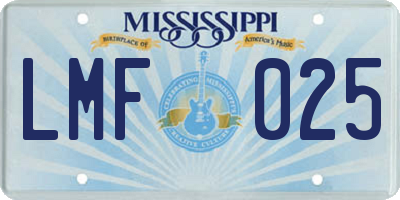 MS license plate LMF025
