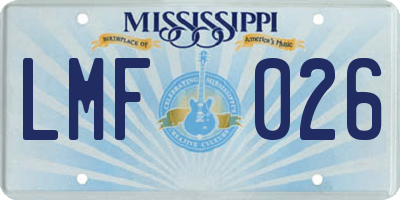 MS license plate LMF026