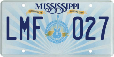 MS license plate LMF027