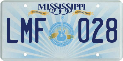 MS license plate LMF028