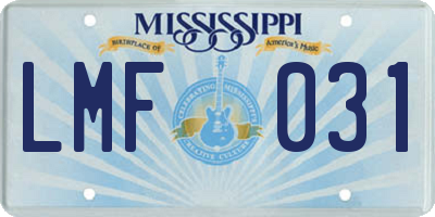 MS license plate LMF031