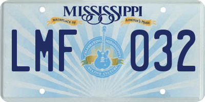 MS license plate LMF032