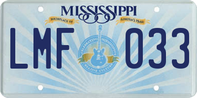 MS license plate LMF033