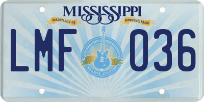 MS license plate LMF036