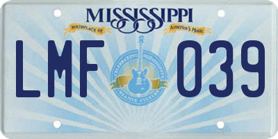 MS license plate LMF039