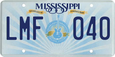 MS license plate LMF040