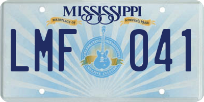 MS license plate LMF041