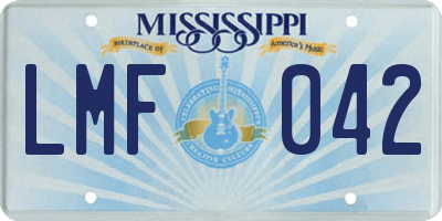 MS license plate LMF042