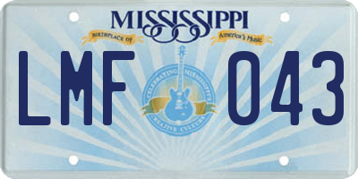MS license plate LMF043