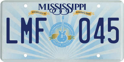 MS license plate LMF045