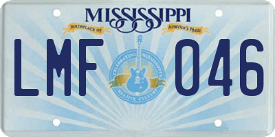 MS license plate LMF046