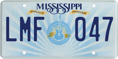MS license plate LMF047
