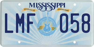MS license plate LMF058