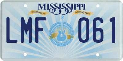 MS license plate LMF061