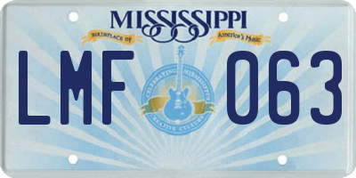 MS license plate LMF063