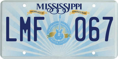 MS license plate LMF067